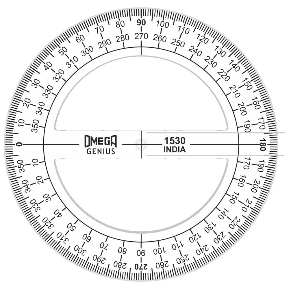 1530-Omega Protractor Circular 15 Cms